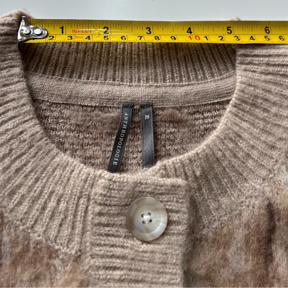 Anthropologie Women Cropped Short Sleeve Cardigan Animal Print Sweater SZ XL NEW - Picture 12 of 14